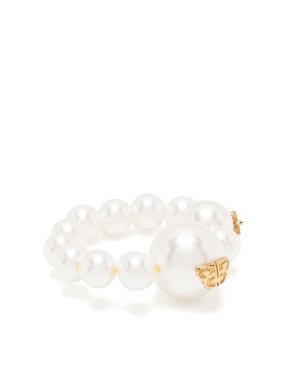 Star-motif beaded ring - White