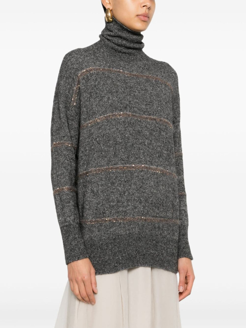 Sequin-embellished knitted jumper - Grey