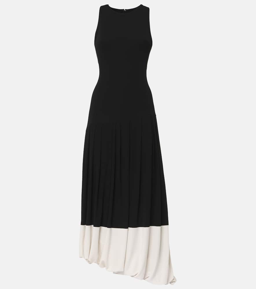 Colorblocked jersey midi dress