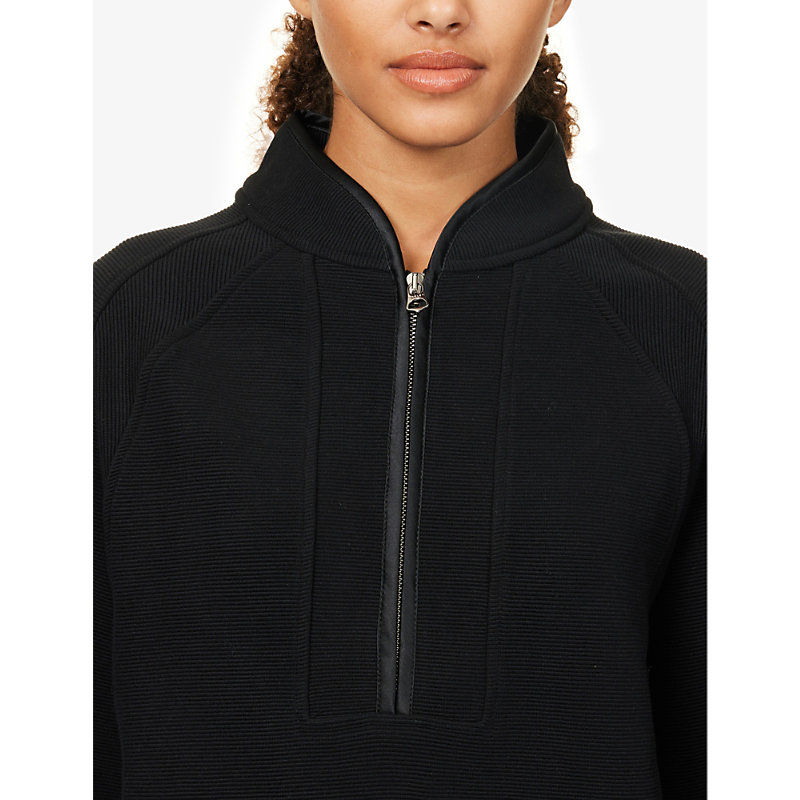 Womens Black Cortina High-neck Stretch-cotton Blend Sweatshirt 