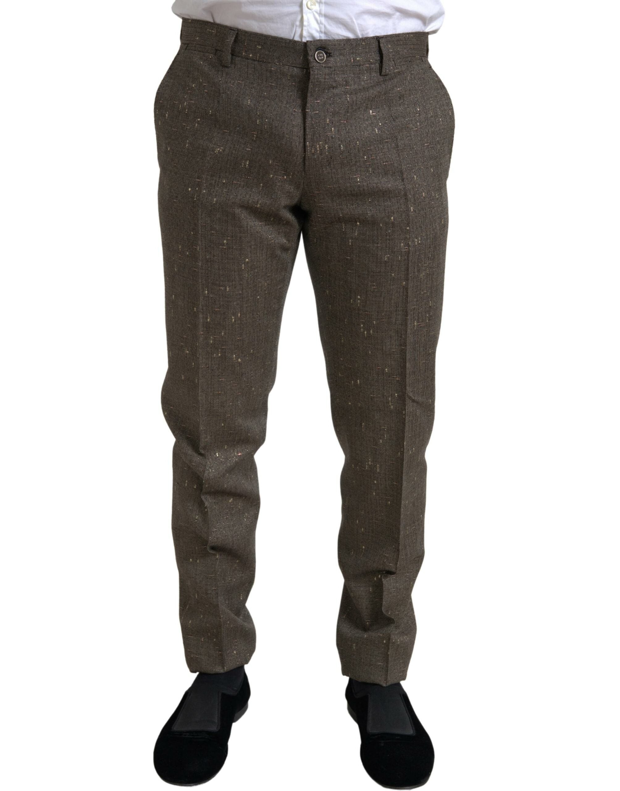Wool-Cashmere Blend Trousers — Brown