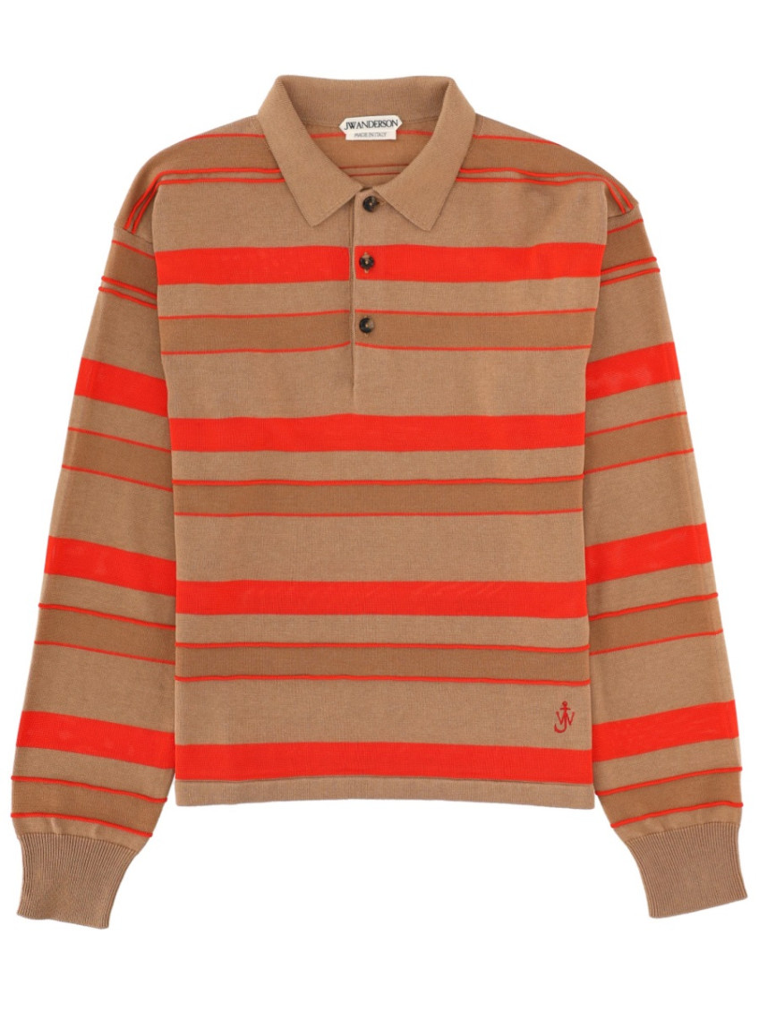 JW Anderson - polo shirt logo ribbed cuffs stripe pattern