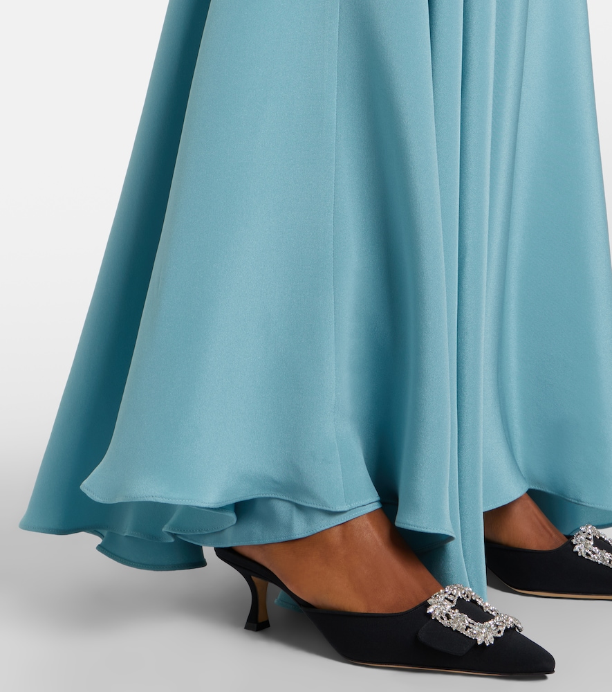 Bow-detail silk satin maxi dress