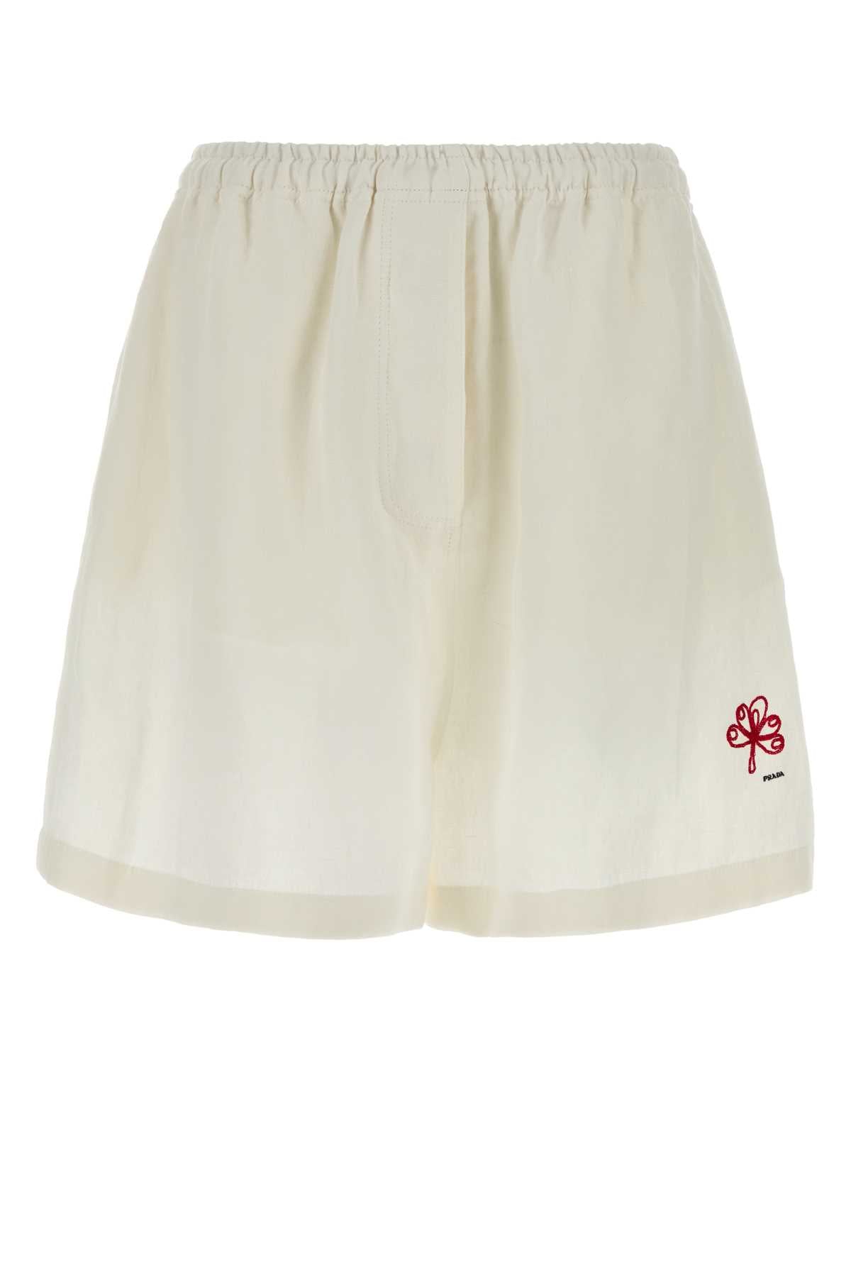 Linen Bermuda Shorts — White