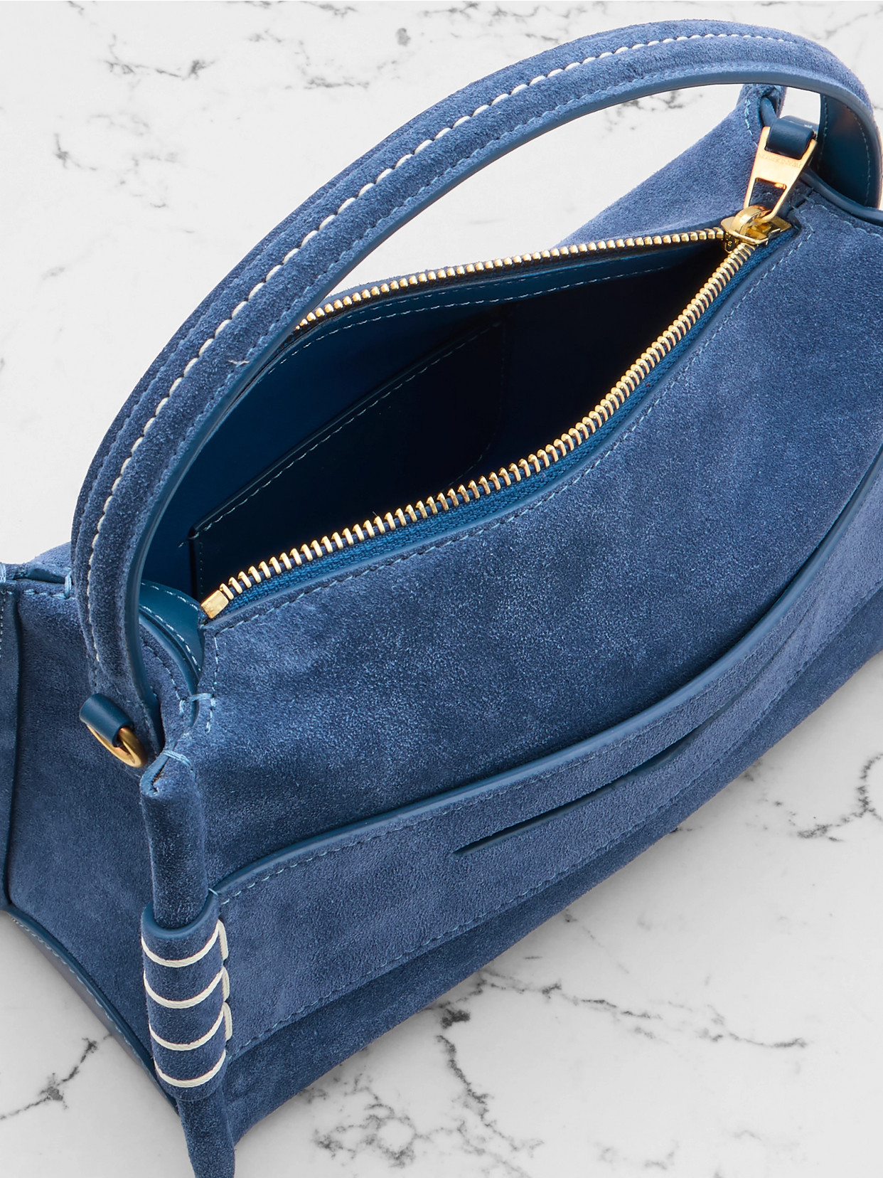 Loafer Small Suede Shoulder Bag - Blue