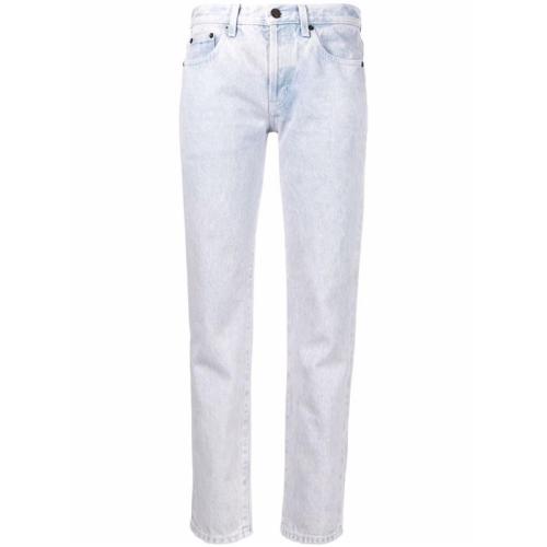 Bleached cropped jeans - Purple