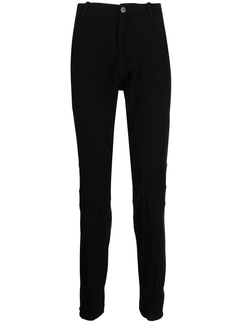Waffle-knit tapered-leg trousers - Black