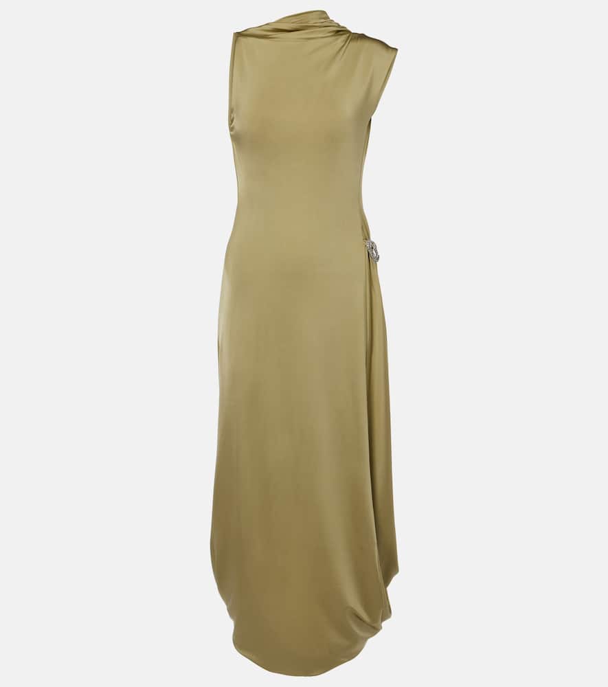 Embellished satin midi dress