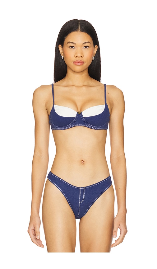 Frankies Bikinis X Bella Hadid Jolene Bikini Top in Blue. -  XL also in L, M