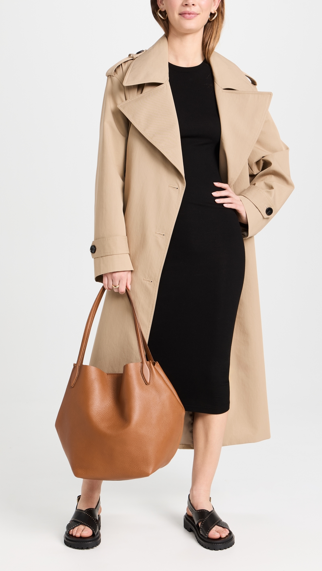 Soft Grain Large Shopper Tote Sepia One Size