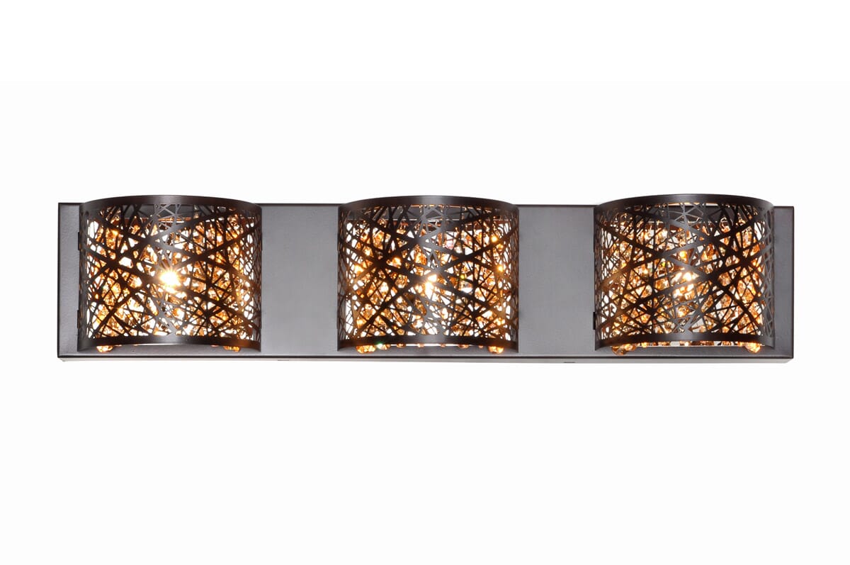 Inca 3-Light Bathroom Vanity Light in Bronze with Cognac Gla