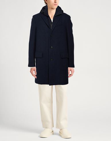 Façonnable Man Coat Midnight blue Size 50 Wool, Polyamide