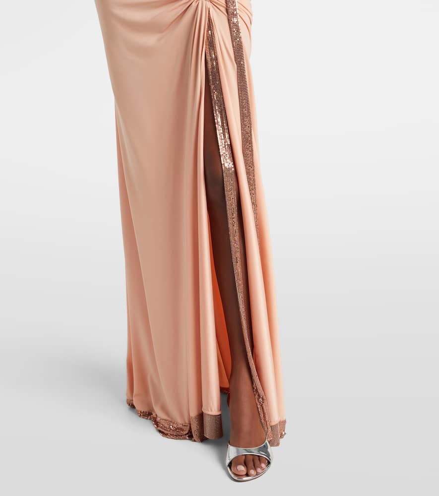 Chainmail satin gathered gown