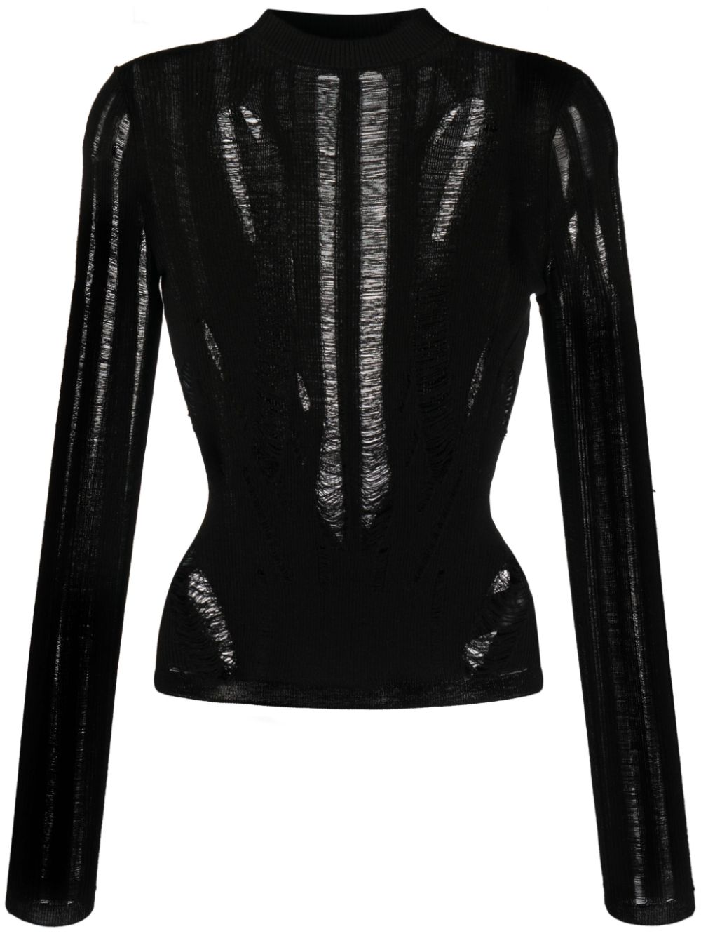 Ripped-detail knitted jumper - Black