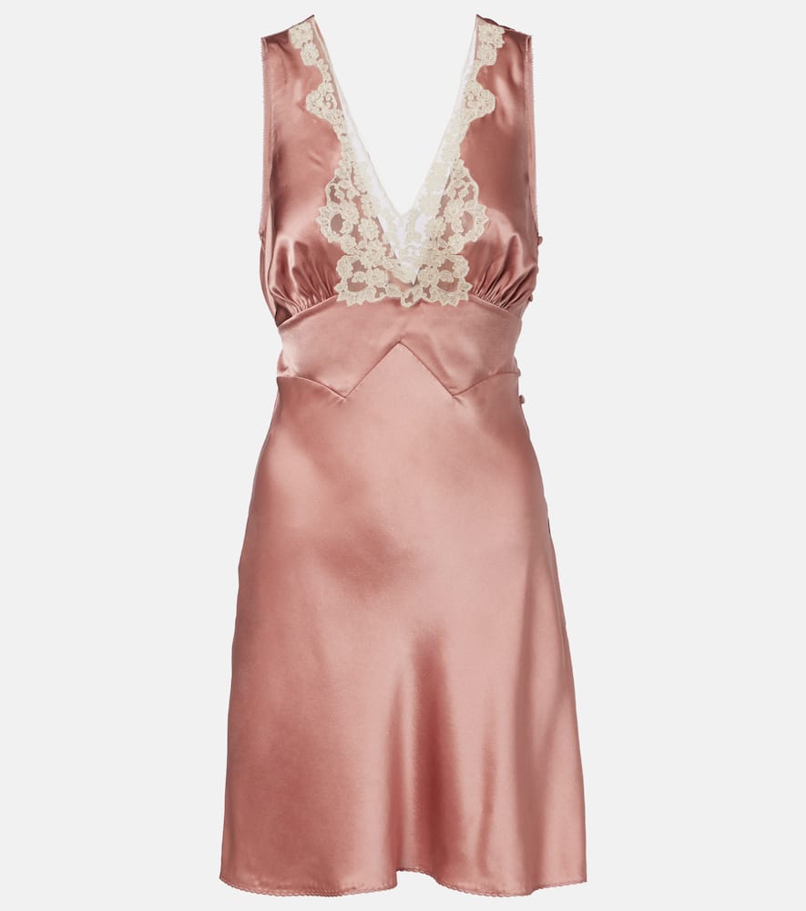 Chloé Lace-trimmed silk satin minidress