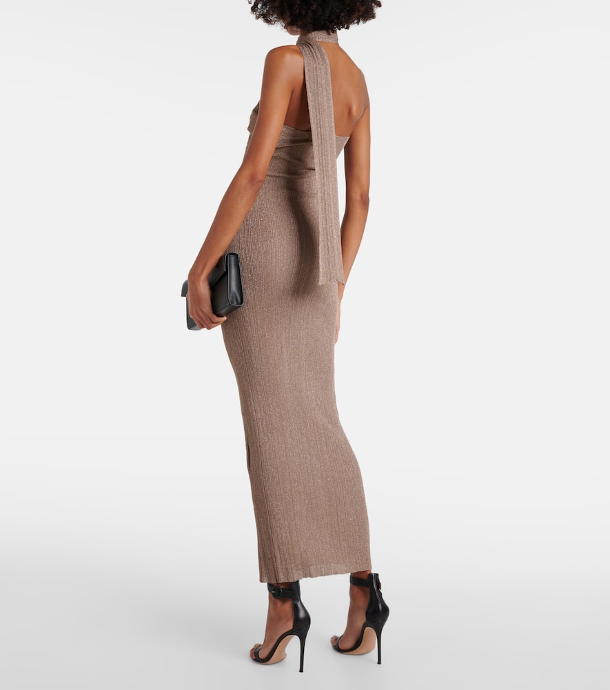Aya Muse Scarf-detail lamé maxi dress