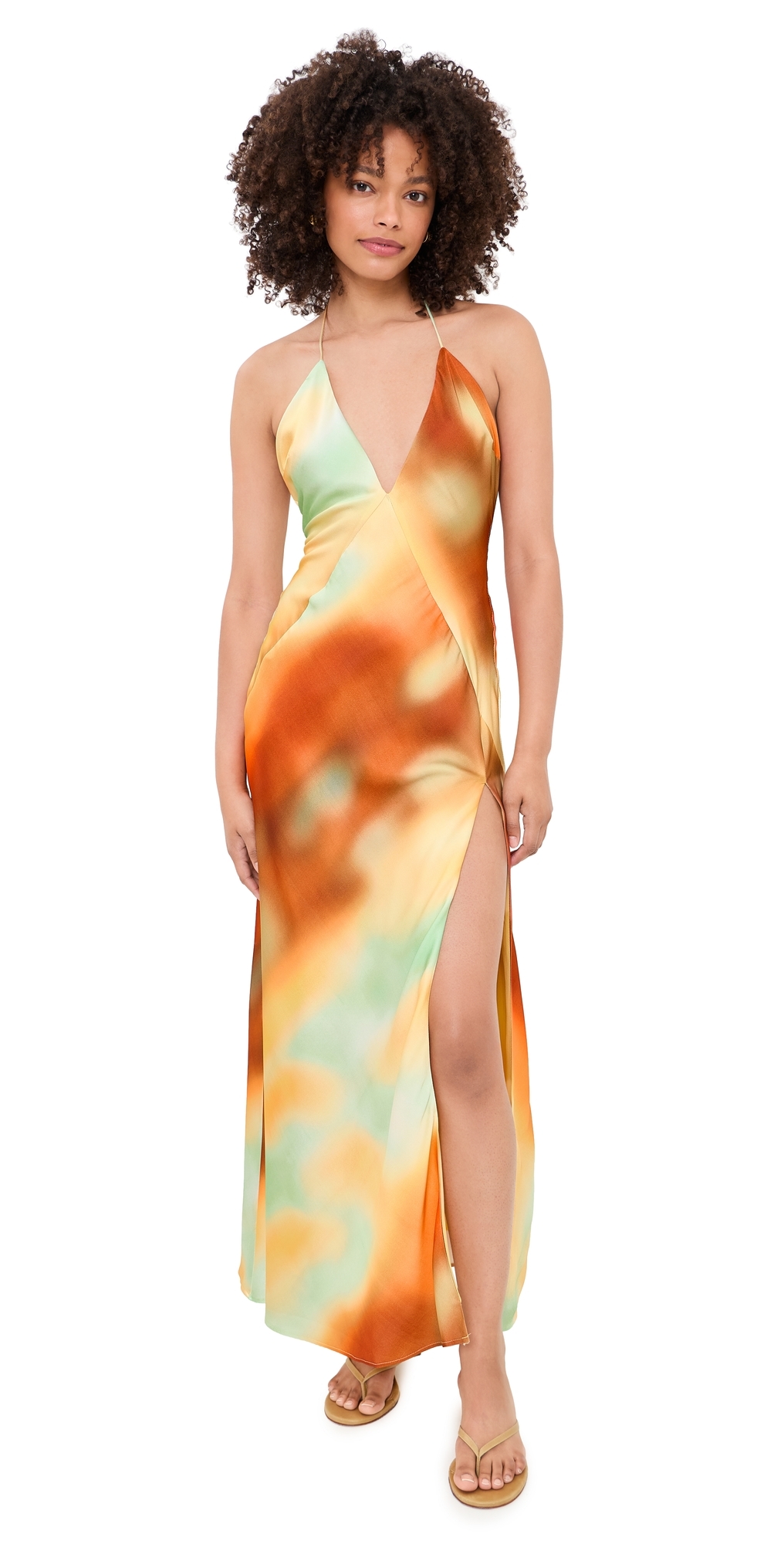 Lizbeth Halter Maxi Dress Sunrise Abstract