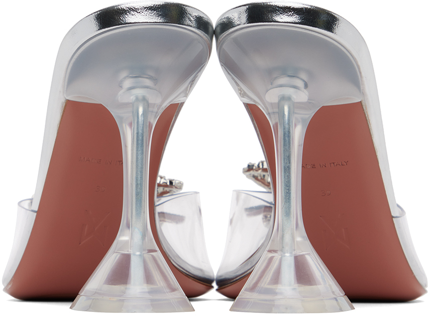 Amina Muaddi Transparent Rosie Glass Slipper Heeled Sandals