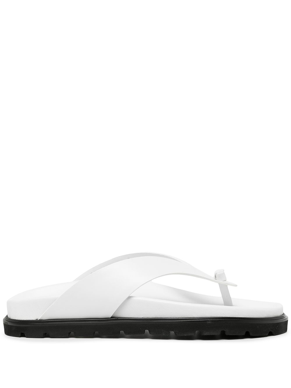 Two-tone leather flip flops - White