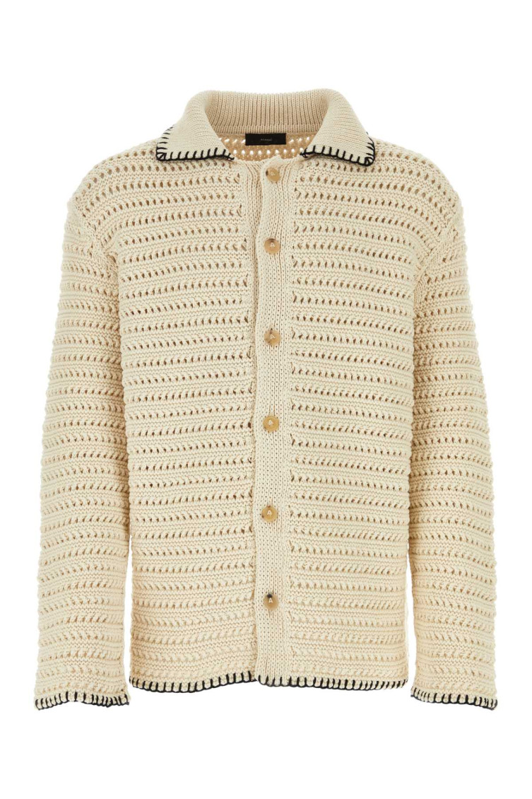 Whipstitch-detail open-knit cardigan - Neutrals