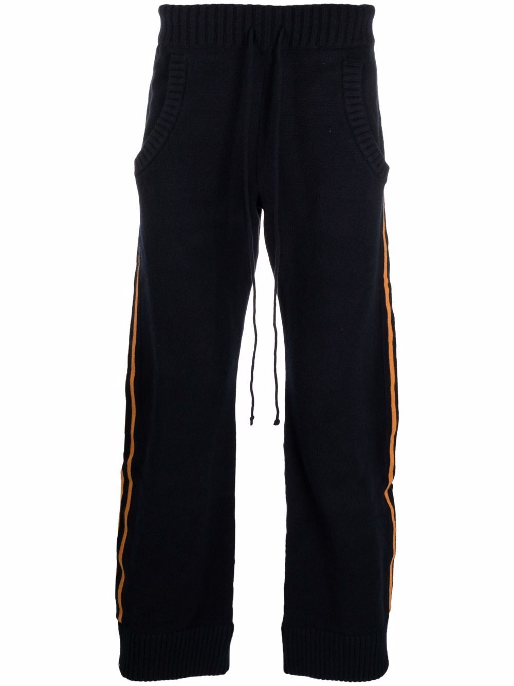 Stripe-detail knitted trousers - Blue