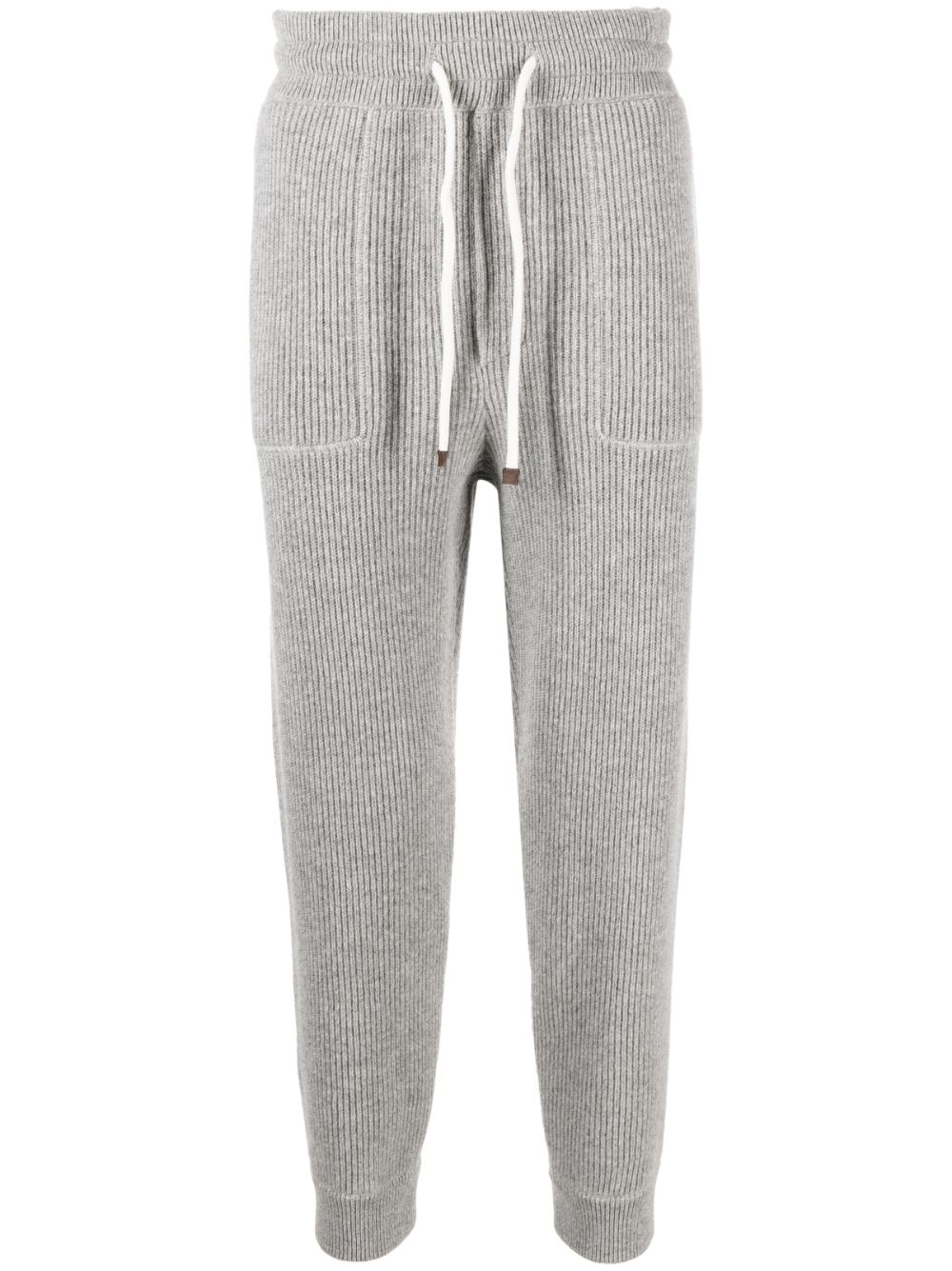 Cashmere Rib Knit Joggers With Drawstring