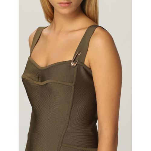 Safety pin-detail midi dress - Green