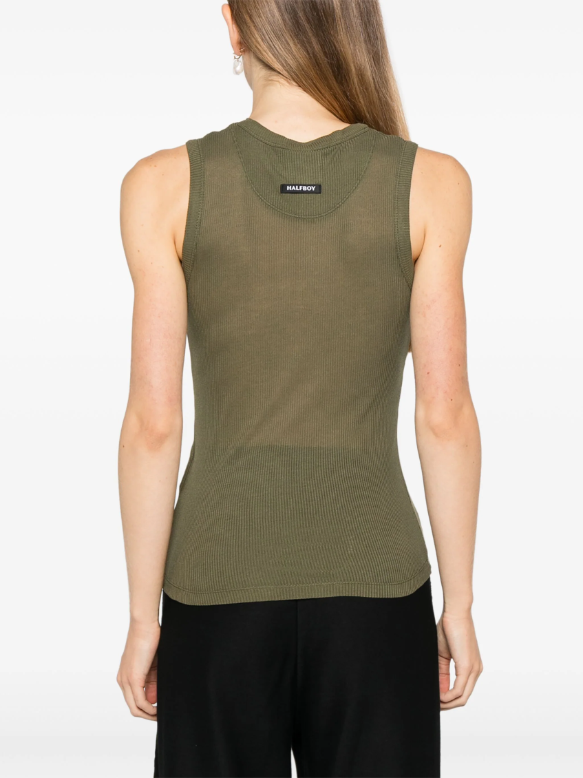 Olive Ribbed Knit Top