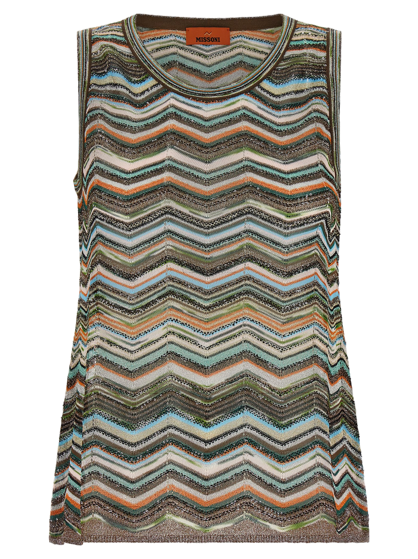 Metallic Chevron Knit Tank Top — Multicolor