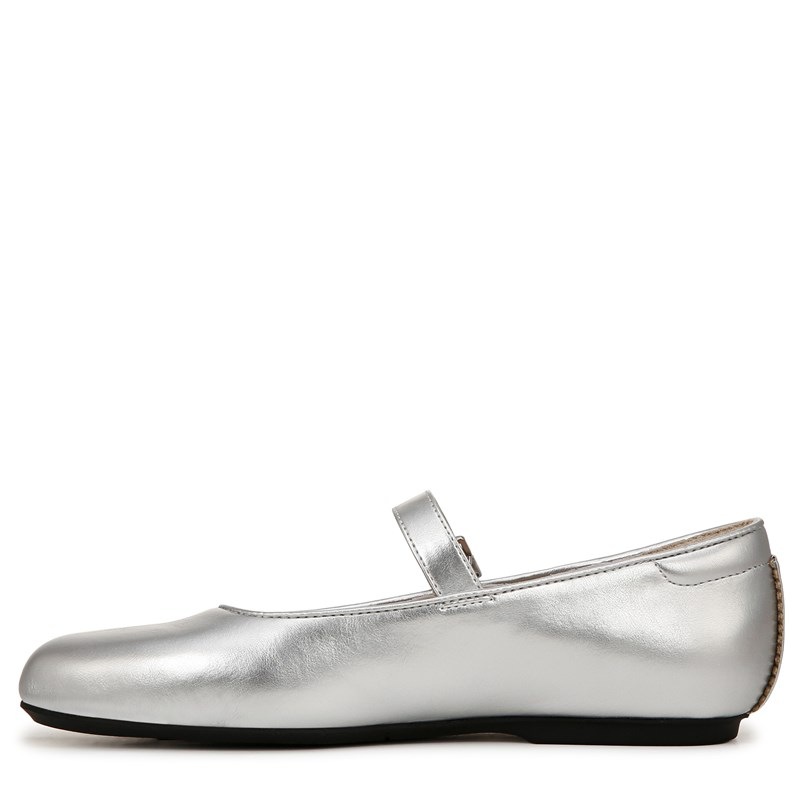 Women's Wexley Mary Jane Ballet Flat Shoes (Silver Faux Leather)