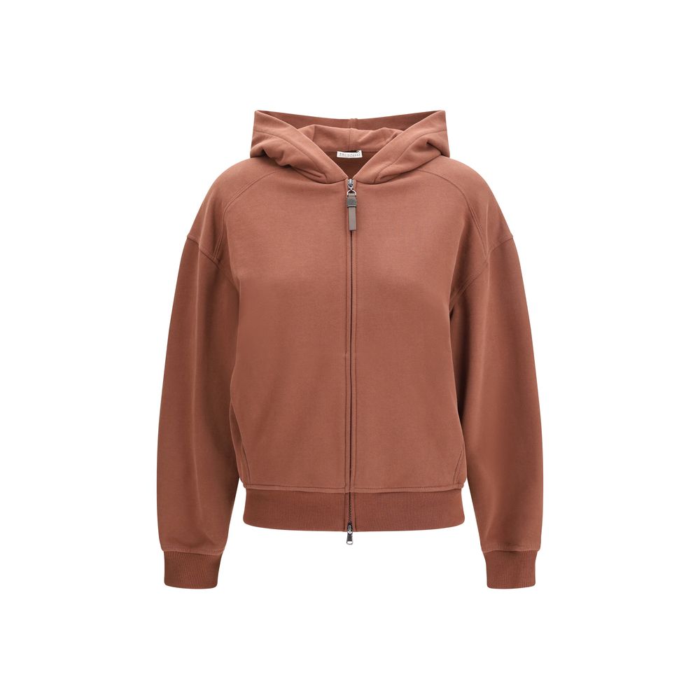 Smooth Cotton Hooded Hoodie — Brown