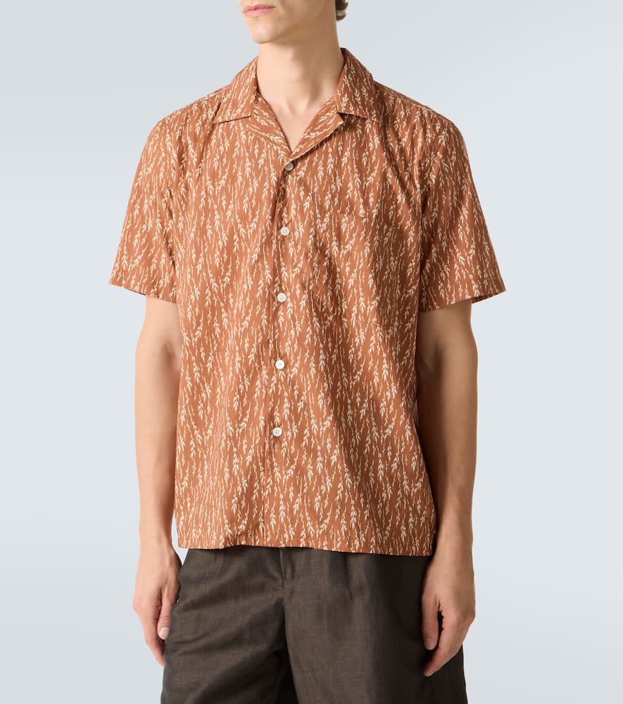 Printed cotton-blend bowling shirt
