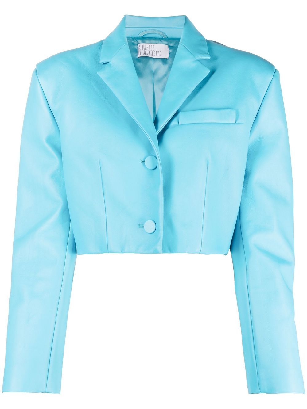 Single-breasted cropped blazer - Blue