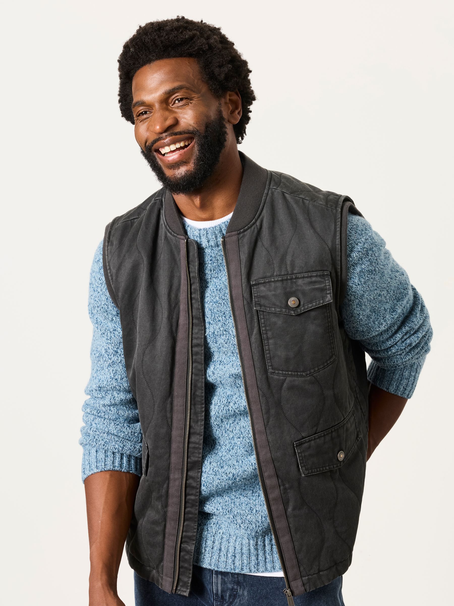 FatFace Charcoal Grey Wyre Quilted Gilet