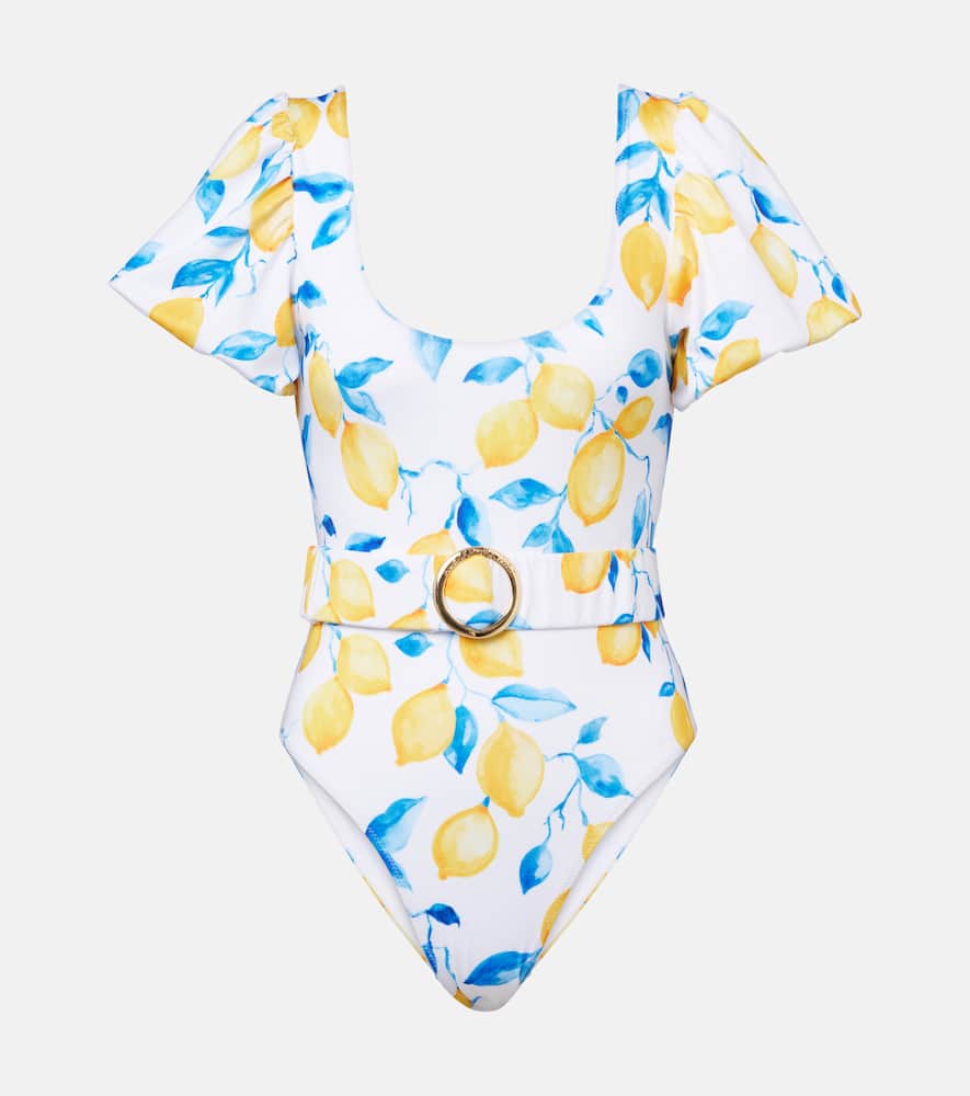 Alexandra Miro Jeanie belted printed swimsuit