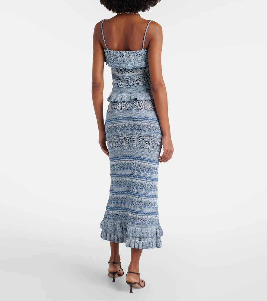 Crochet ruffled cotton maxi skirt