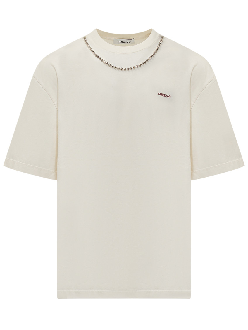 Ball chain-detail T-shirt - Neutrals