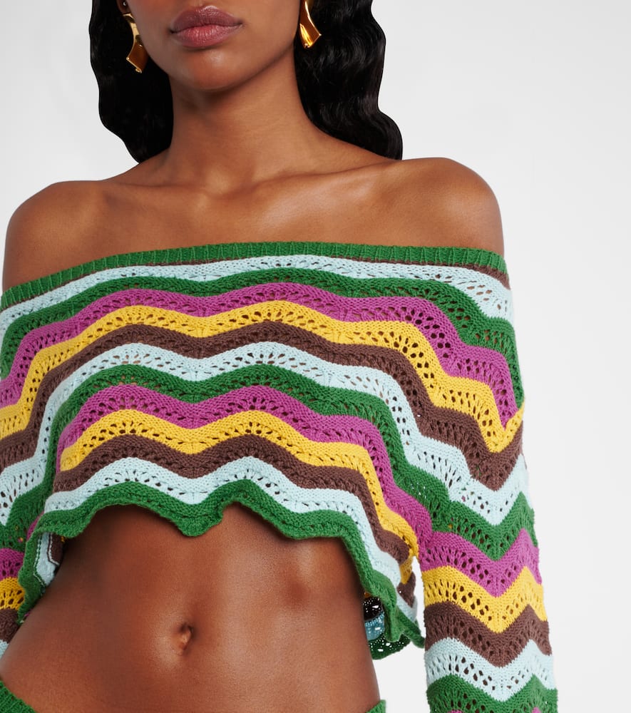 Helena striped cotton-blend crop top