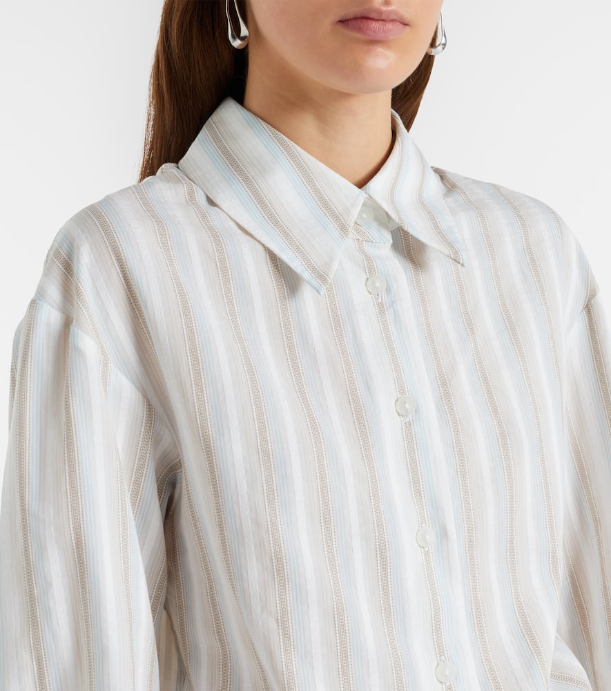 Ruched striped cotton minidress
