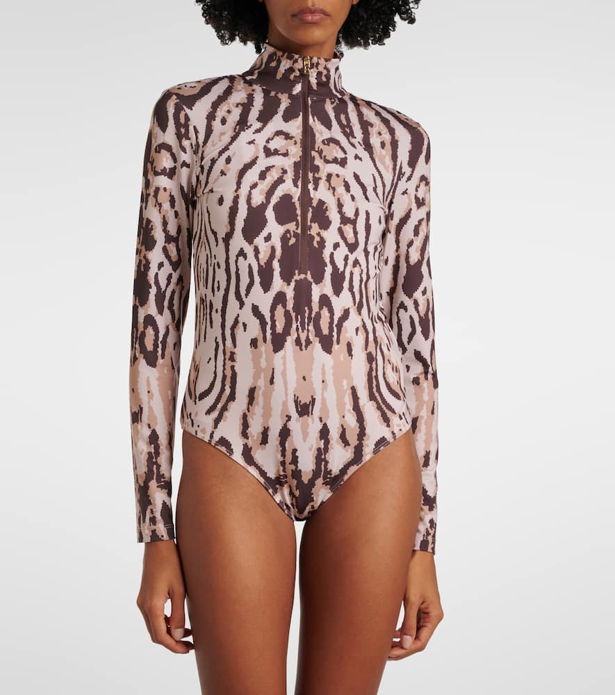 Viviane animal-print jersey bodysuit