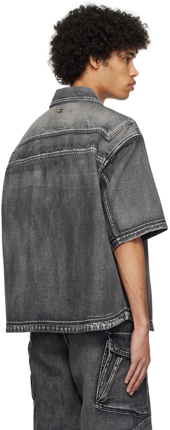 Solid Homme Black Hardware Denim Shirt