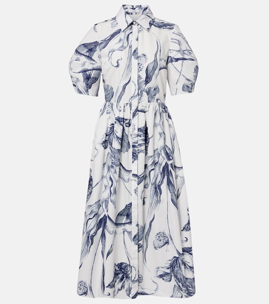 Floral cotton poplin shirt dress