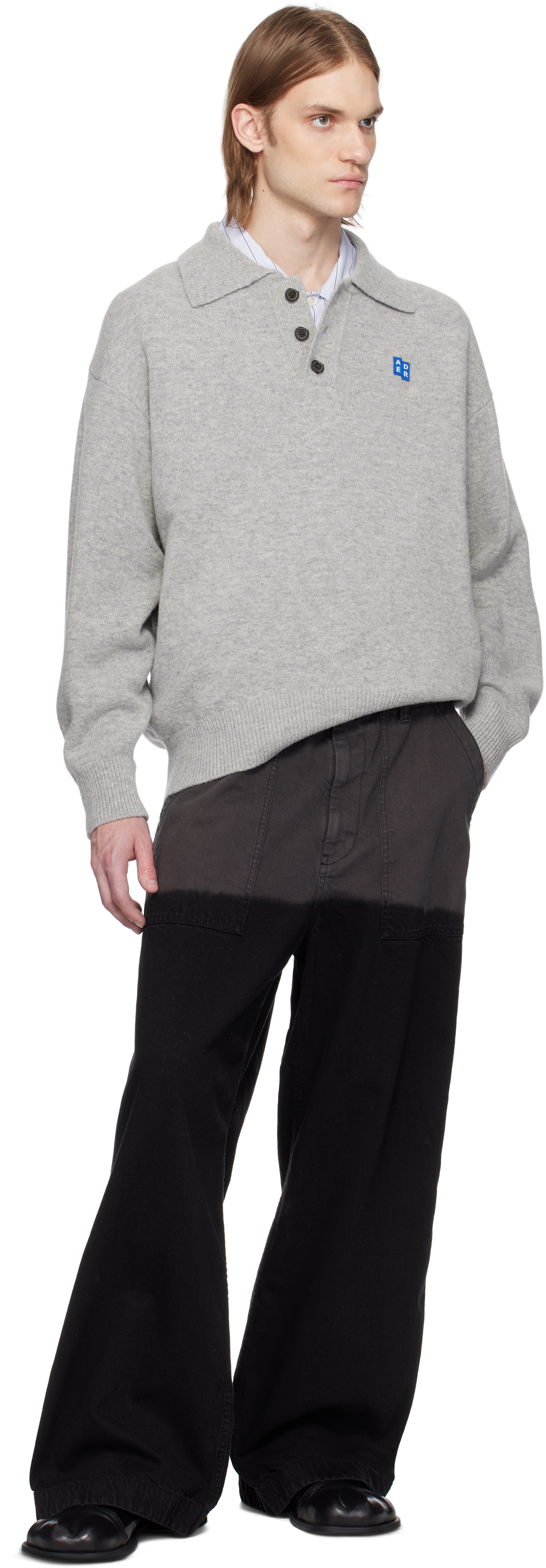 ADER error Gray Sig; TRS Tag Knit 02 Polo
