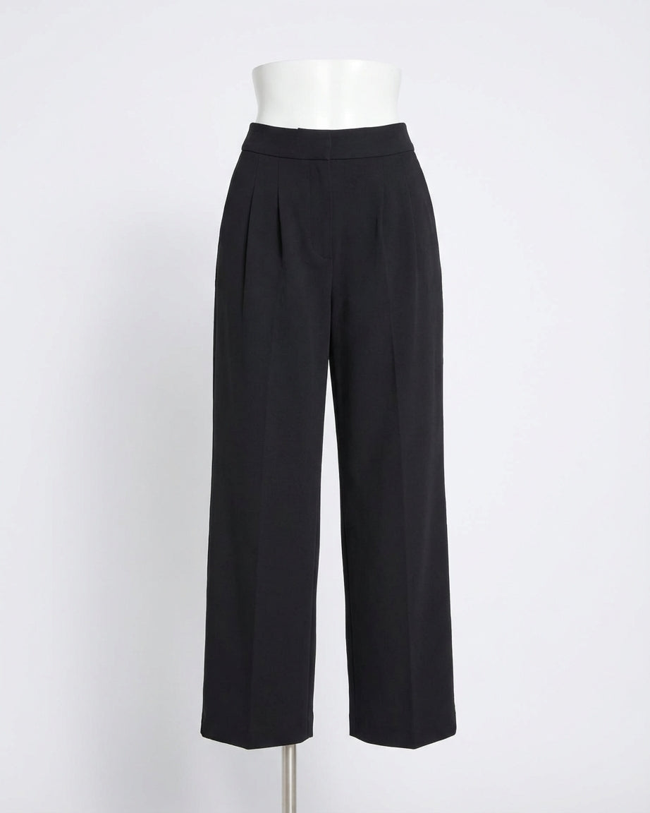 Ponte Pleated Tuxedo Trouser In Black