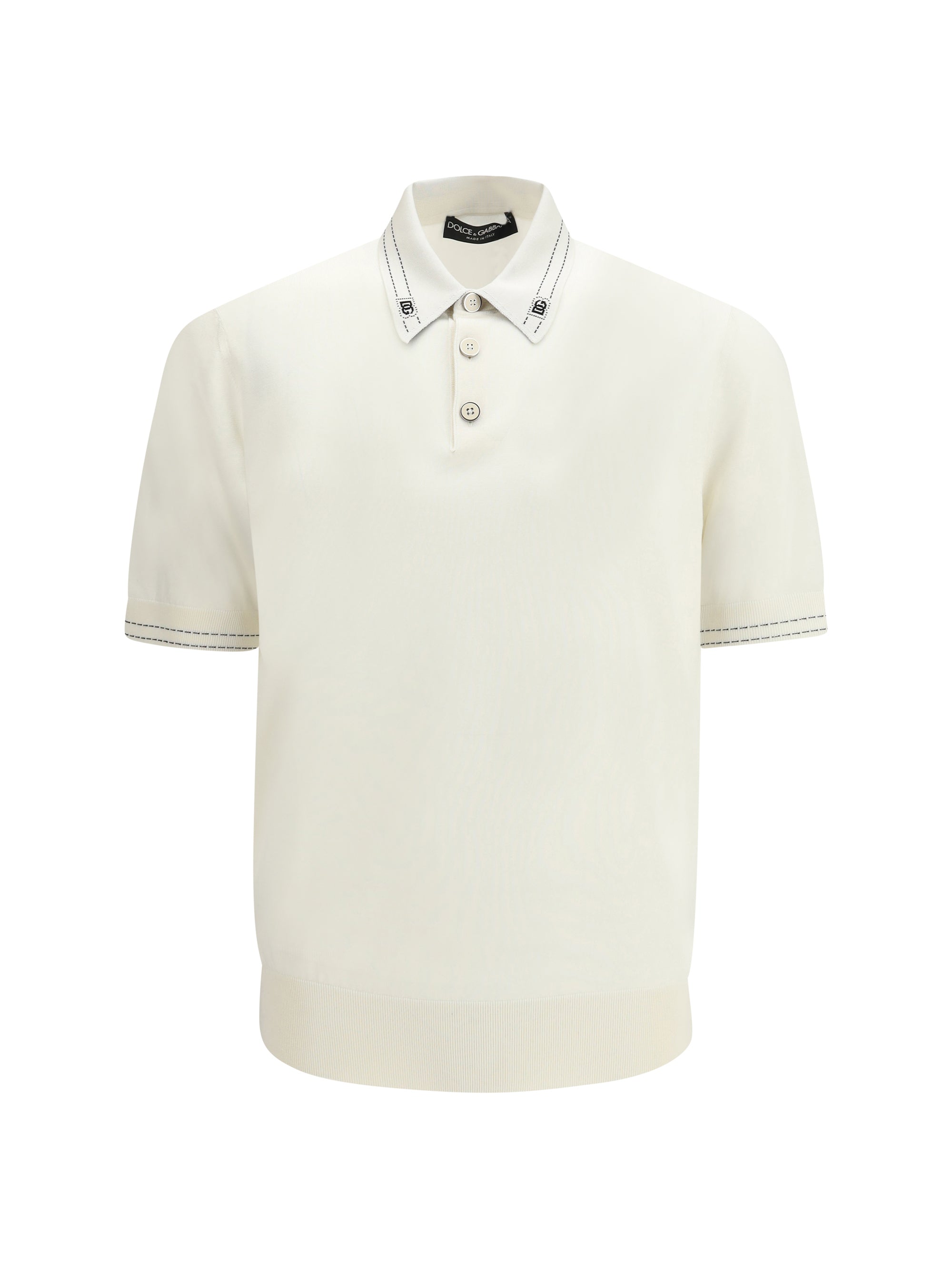 Silk Knit Polo — White