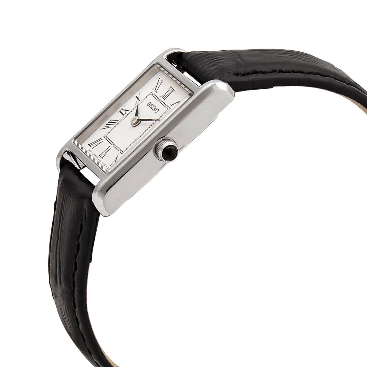 Quartz White Dial Black Leather Ladies Watch SWR053