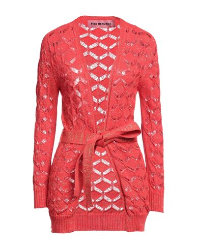 Pink Memories Woman Cardigan Red Size 4 Cotton, Acrylic, Metallic Polyester, Polyamide