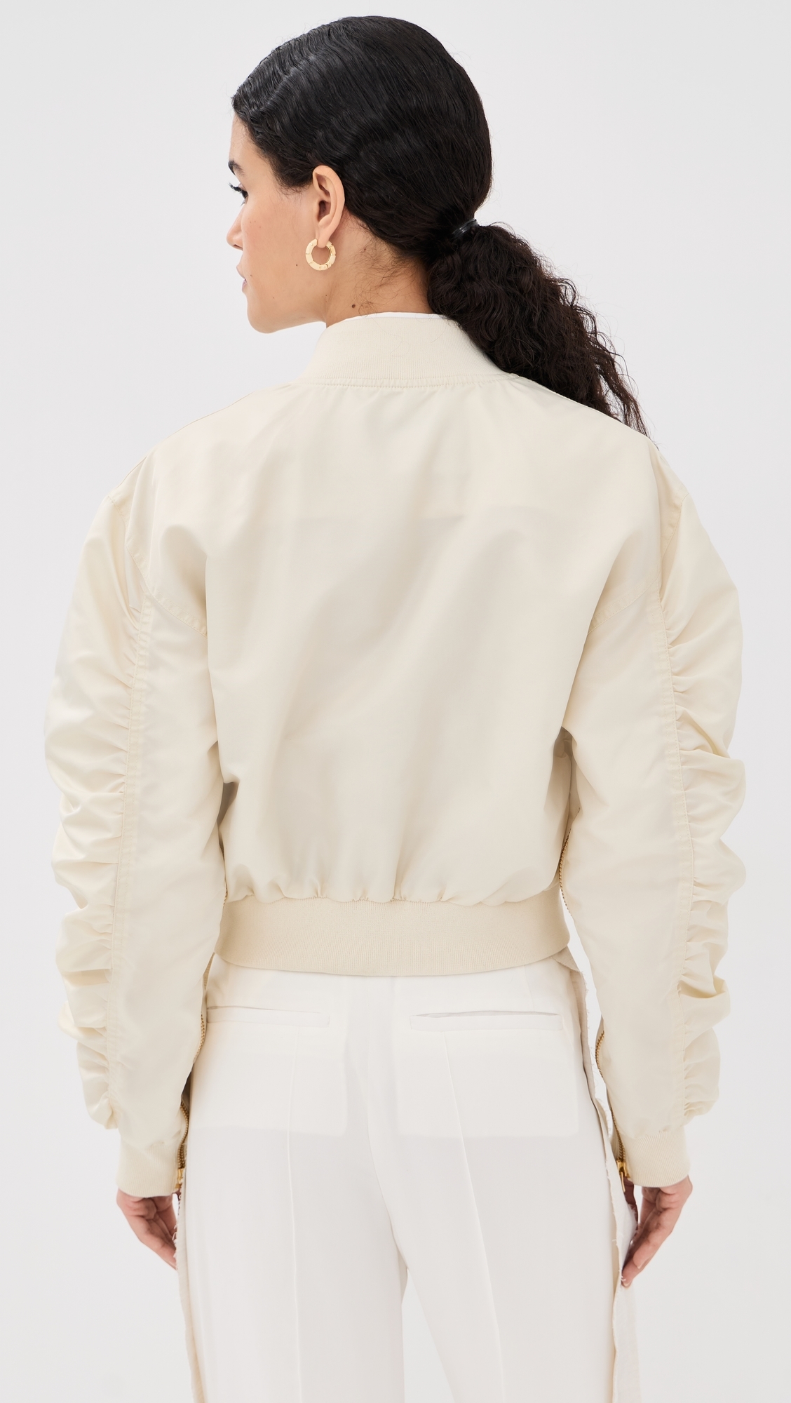 Zip Bomber Jacket Ivory