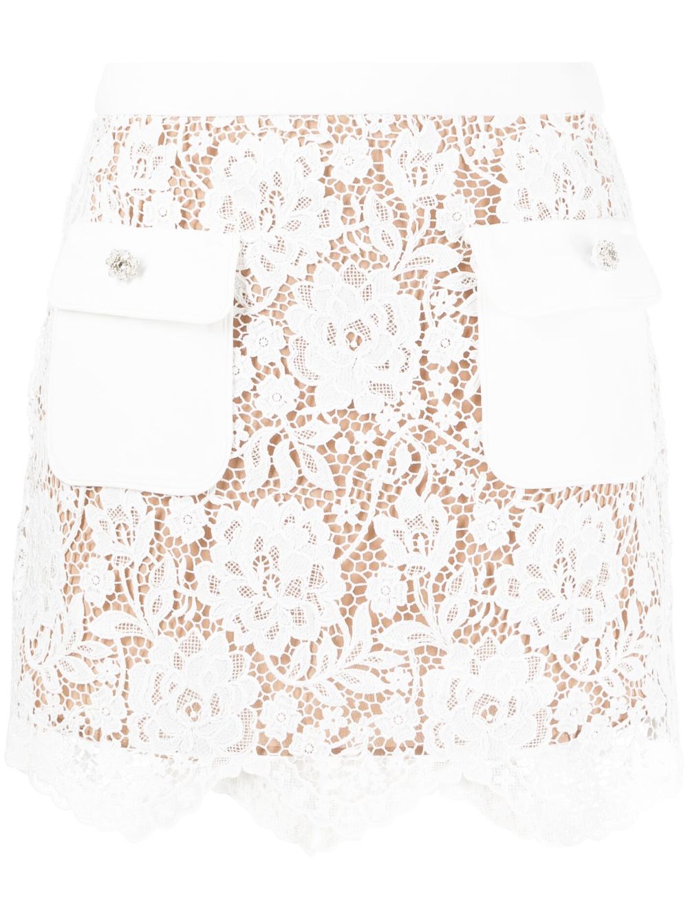 Floral-lace miniskirt - White