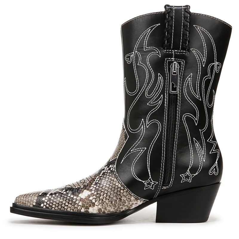 Women's Bianca Western Boots (Black/Grey Snake Print Leather)